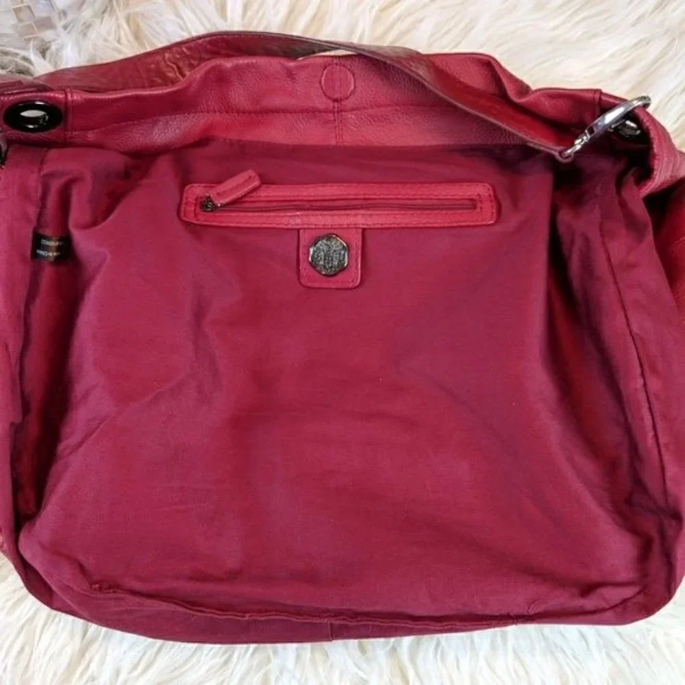 Vince Camuto Purse womens Large Red Leather Tassel Hobo Bag city life office lux